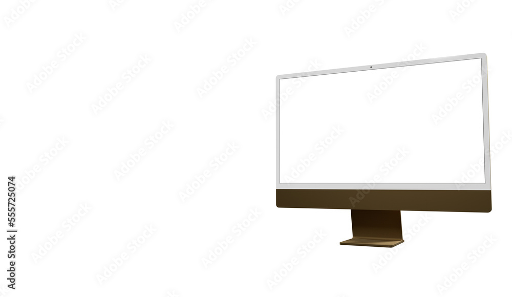 Poster computer monitor display with empty screen isolated on transparent background.