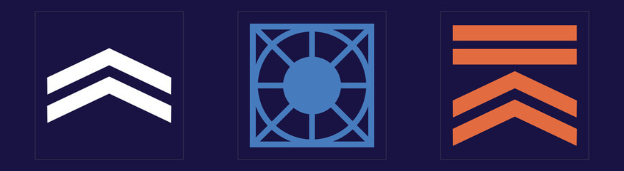 Brutalism shapes. Retro futuristic graphic ornaments. Flat minimalist icons. Projects, posters, banners. Vector illustration