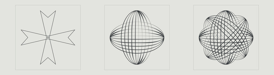 Vector set of Y2K. Trendy geometric postmodern figures. Modern abstract forms. Retro Futurist. Vector illustration