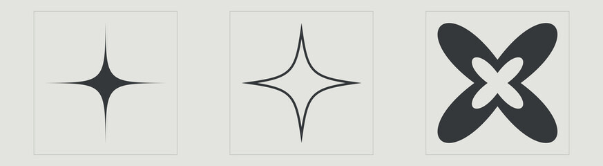 Retro futuristic elements for design. Retro futuristic graphic ornaments. Elements for graphic decoration. Anti-design. Vector illustration