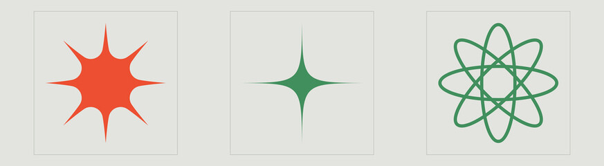 Vector set of Y2K. Extraordinary Graphic Assets. Templates for notes, posters. Isolated on black background. Vector illustration