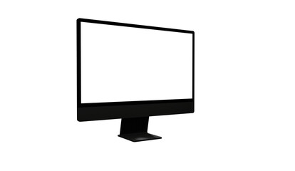 Realistic 3D Computer, with a white screen, isolated on a background
