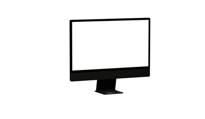 Realistic 3D Computer, with a white screen, isolated on a background