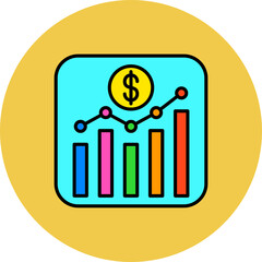 Stock Exchange App Multicolor Circle Filled Line Icon