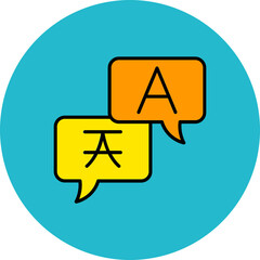 Translator Multicolor Circle Filled Line Icon