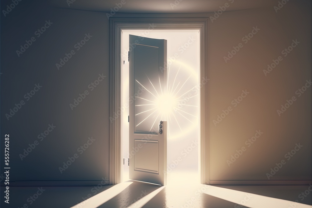 Aufkleber a door with a light shining through it in a room with a door handle and a light shining through the 