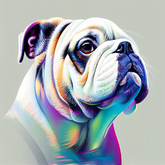 illustration of a neon british bulldog, created with Generative AI