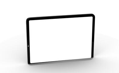 Modern black tablet computer isolated on white background. Tablet pc