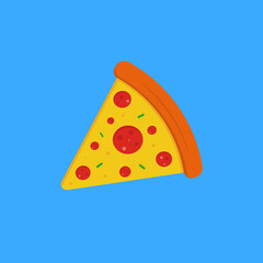 Vector pepperoni pizza slice. Fast food flat style illustration.