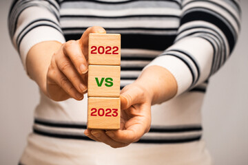 year 2022 vs 2023 what will it be, concept, question mark, new year changes