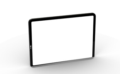 Modern black tablet computer isolated on white background. Tablet pc