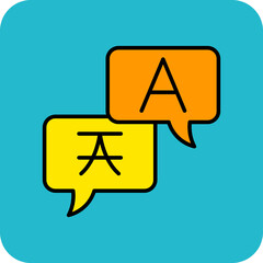 Translator Multicolor Round Corner Filled Line Icon