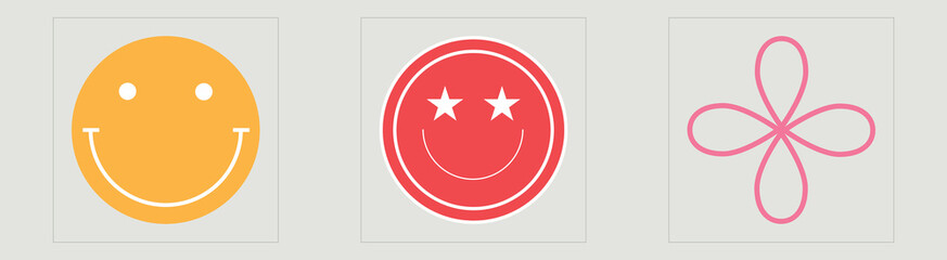 Retro futuristic elements for design. Extraordinary Graphic Assets. For modern T-shirts designed. Anti-design. Vector illustration