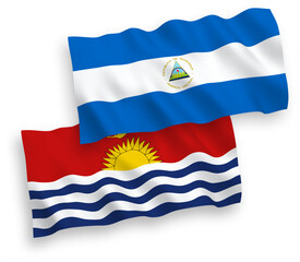 Flags of Nicaragua and Republic of Kiribati on a white background