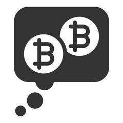 Dialogue with bitcoins - icon, illustration on white background, glyph style