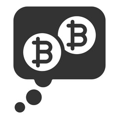 Dialogue with bitcoins - icon, illustration on white background, glyph style