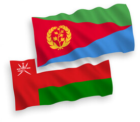 Flags of Sultanate of Oman and Eritrea on a white background