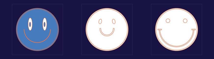 Vector Graphic Assets Set. Rave psychedelic retro futuristic set. Flat minimalist icons. Anti-design. Vector illustration
