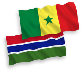 Flags of Republic of Senegal and Republic of Gambia on a white background