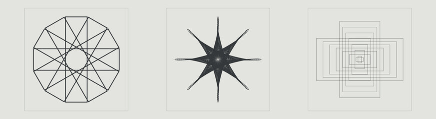 Retro futuristic elements for design. Retro futuristic graphic ornaments. For modern T-shirts designed. Isolated on black background. Vector illustration