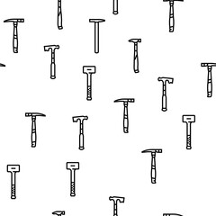 hammer tool construction vector seamless pattern thin line illustration