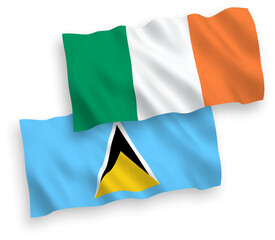 Flags of Ireland and Saint Lucia on a white background