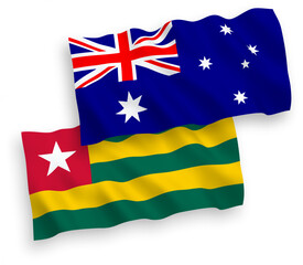 Flags of Australia and Togolese Republic on a white background