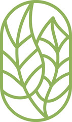 Vector tea green leaves. Lines for Farm Product Label Eco Logo Organic plant design. Round Bauer emblem linear style. Vintage abstract icon for natural products design cosmetics, ecological health