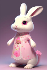 Fototapeta na wymiar rabbit, bunny, chinese new year, cny, holiday, animal, stuffed, pink, spring, new year, cute, hare, year of rabbit, celebration, gift, year