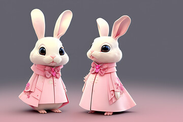 Obraz premium rabbit, bunny, chinese new year, cny, holiday, animal, stuffed, pink, spring, new year, cute, hare, year of rabbit, celebration, gift, year