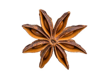 star anise close-up on a white background