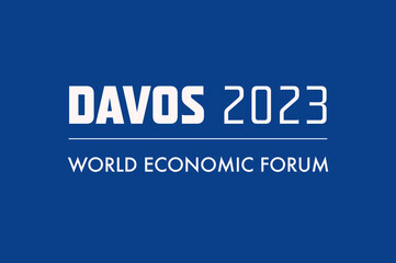 Digital banner Davos 2023 site of the Annual meeting 2023 of the World Economic Forum