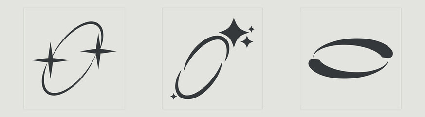 Vector set of Y2K. Big collection of abstract graphic geometric symbols. Templates for notes, posters. Stars, starburst . Vector illustration