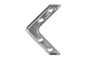 Angle bracket close-up. Angle brace isolated on white background. Metal fasteners on a white background.