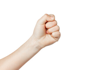 Fist isolated on white background. Fist - hand gesture.