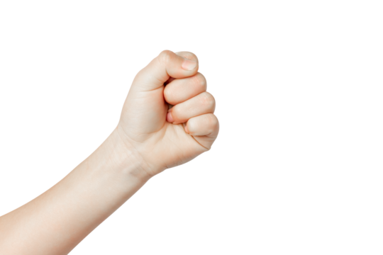 Fist isolated on white background. Fist - hand gesture.