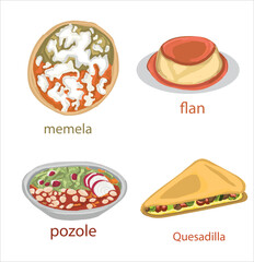 Mexican foods vector. Best Mexican Dishes. Latin american food set illustration.	