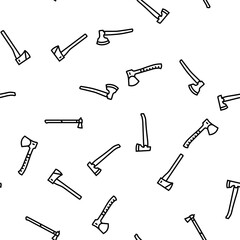 axe ax hatchet wood weapon vector seamless pattern thin line illustration