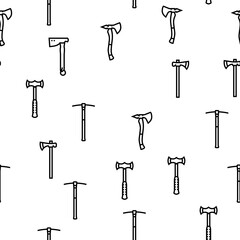 axe ax hatchet wood weapon vector seamless pattern thin line illustration