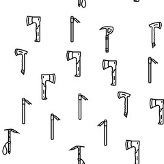 axe ax hatchet wood weapon vector seamless pattern thin line illustration