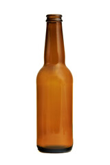 Empty glass bottle for beer, wine or spirits.