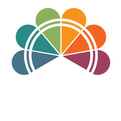 Template of colorful semicircle for infographics 6 positions