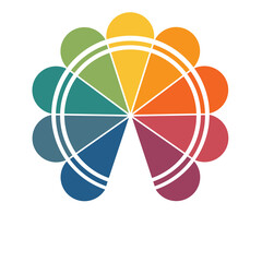Obraz premium Template of colorful semicircle for infographics 9 positions