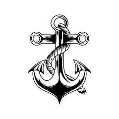 Vintage monochrome ship anchor vector design © rupa