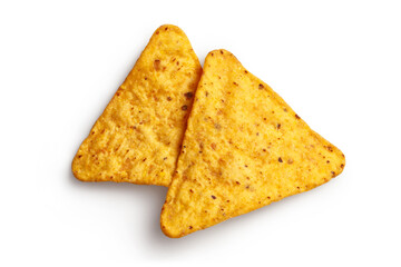 Delicious nachos chips, isolated on white background