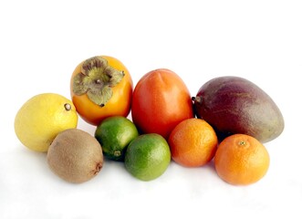 multicolor various tropical fruits as wholesome vegetarian food