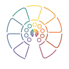 Template colorful semicircle from lines for infographics 7 positions