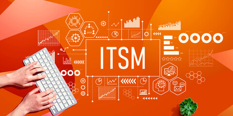 ITSM - Information Technology Service Management theme with person using a computer keyboard