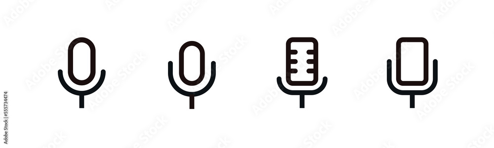 Poster microphone mic icons flat modern vector voice call symbols set design