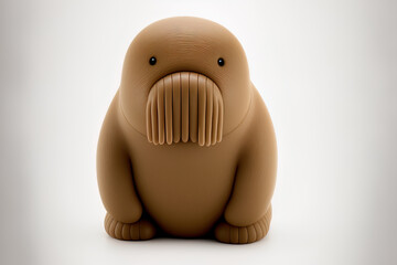 Isolated toy walrus on a white background. Generative AI